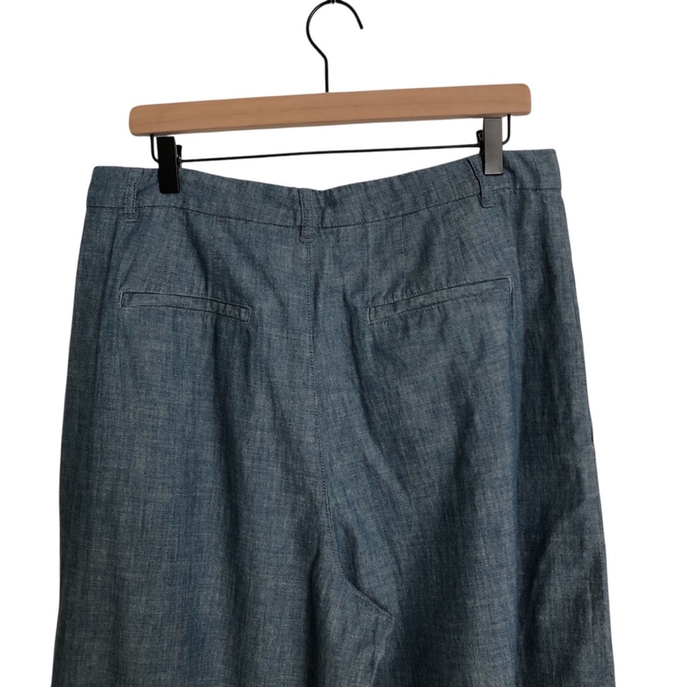Lauren Ralph Lauren LRL Wide Leg Chambray Pants Pleated High Rise Size 12 - Picture 5 of 9